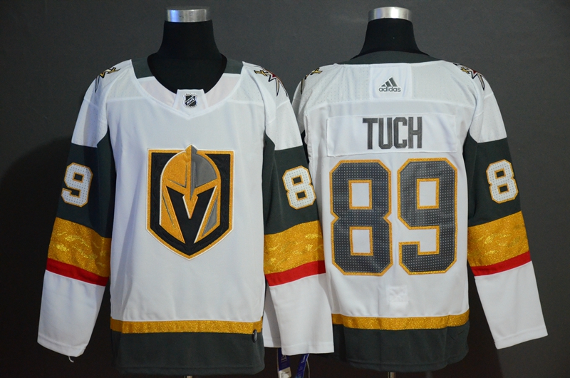 Personalized Vegas Golden Knights 89 Alex Tuch White With Special Glittery Logo Jersey