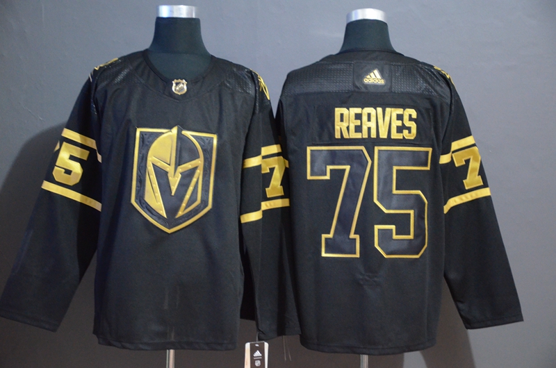 Personalized Vegas Golden Knights 75 Ryan Reaves Black With Special Glittery Logo Jersey