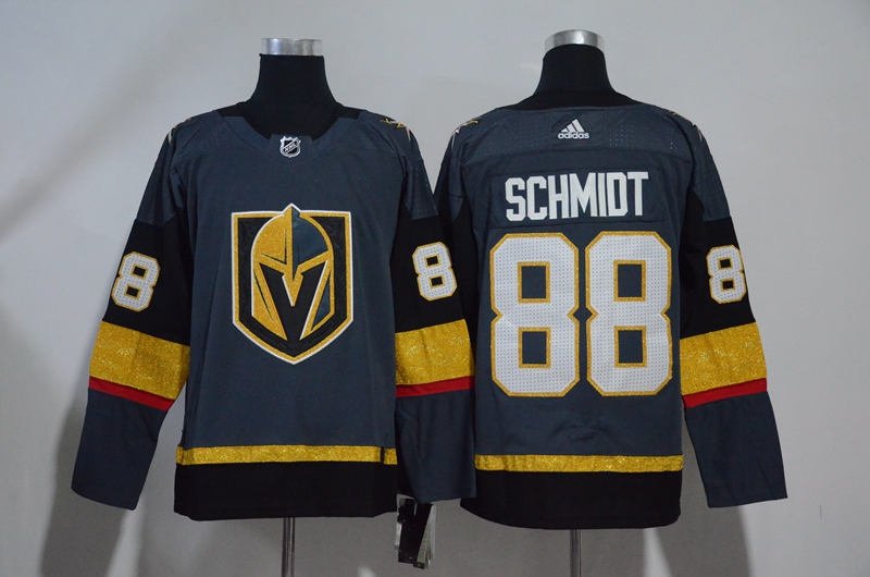 Personalized Vegas Golden Knights 88 Nate Schmidt Gray With Special Glittery Logo Jersey