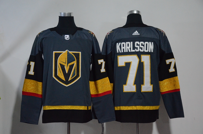 Personalized Vegas Golden Knights 71 William Karlsson Gray With Special Glittery Logo Jersey
