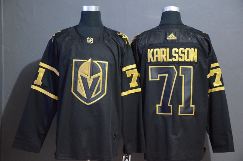 Personalized Vegas Golden Knights 71 William Karlsson Black With Special Glittery Logo Jersey