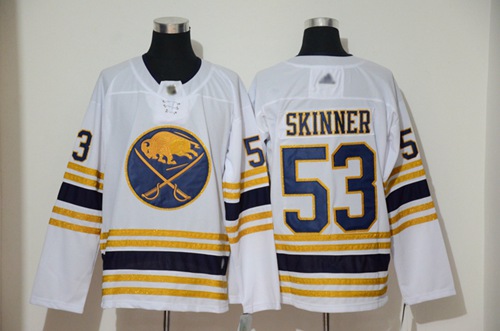 Personalized Sabres #53 Jeff Skinner White 50th Season Authentic Stitched Hockey Jersey