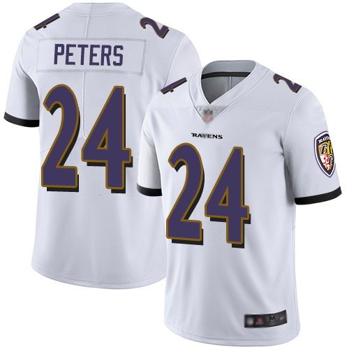 Personalized Ravens #24 Marcus Peters White Youth Stitched Football Untouchable Limited Jersey