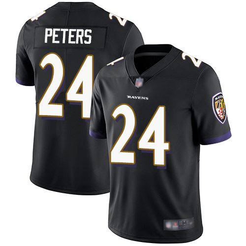 Personalized Ravens #24 Marcus Peters Black Alternate Youth Stitched Football Untouchable Limited Jersey