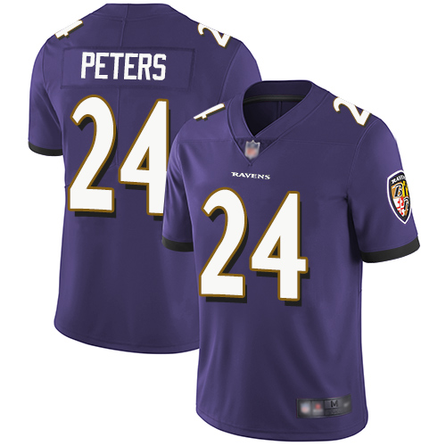 Personalized Ravens #24 Marcus Peters Purple Team Color Youth Stitched Football Untouchable Limited Jersey