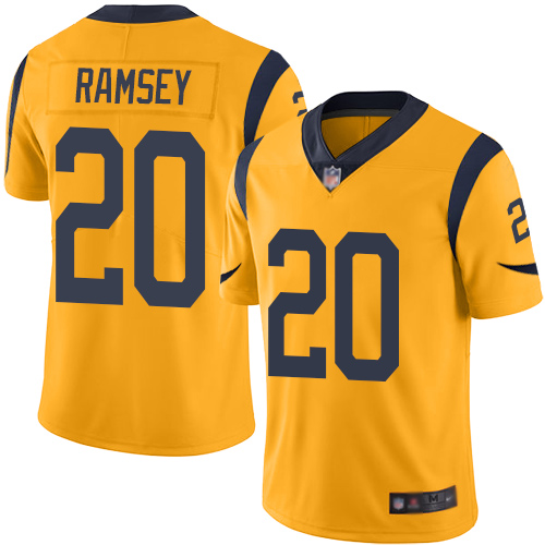 Personalized Rams #20 Jalen Ramsey Gold Youth Stitched Football Limited Rush Jersey