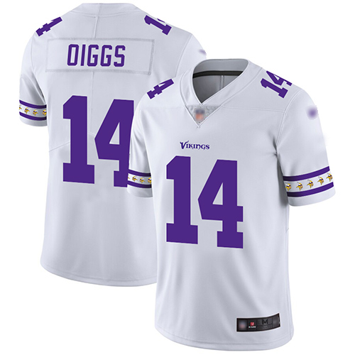 Personalized Vikings #14 Stefon Diggs White Men’s Stitched Football Limited Team Logo Fashion Jersey