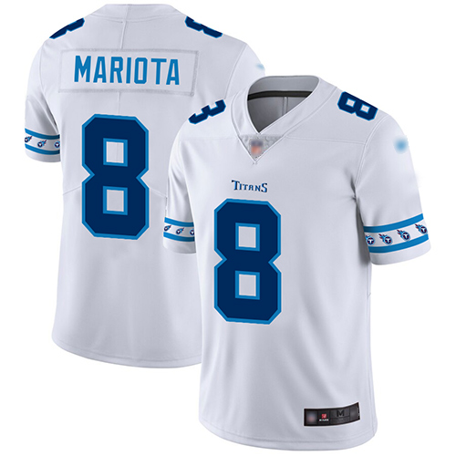 Personalized Titans #8 Marcus Mariota White Men’s Stitched Football Limited Team Logo Fashion Jersey