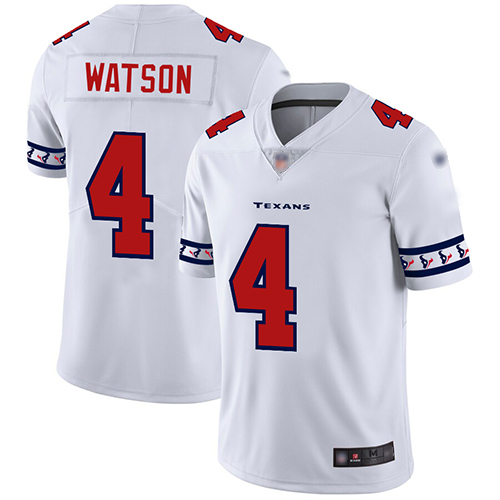 Personalized Texans #4 Deshaun Watson White Men’s Stitched Football Limited Team Logo Fashion Jersey