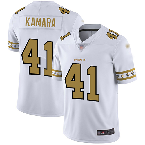 Personalized Saints #41 Alvin Kamara White Men’s Stitched Football Limited Team Logo Fashion Jersey