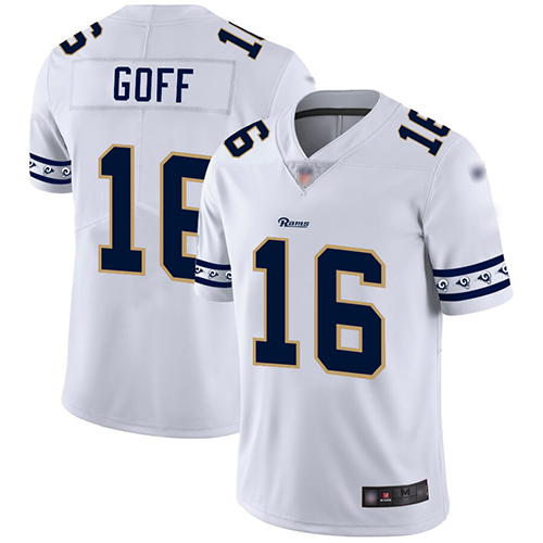 Personalized Rams #16 Jared Goff White Men’s Stitched Football Limited Team Logo Fashion Jersey
