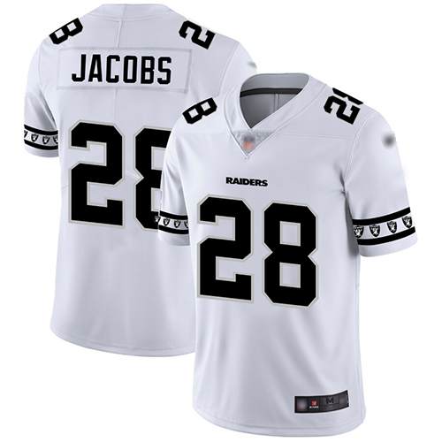 Personalized Raiders #28 Josh Jacobs White Men’s Stitched Football Limited Team Logo Fashion Jersey