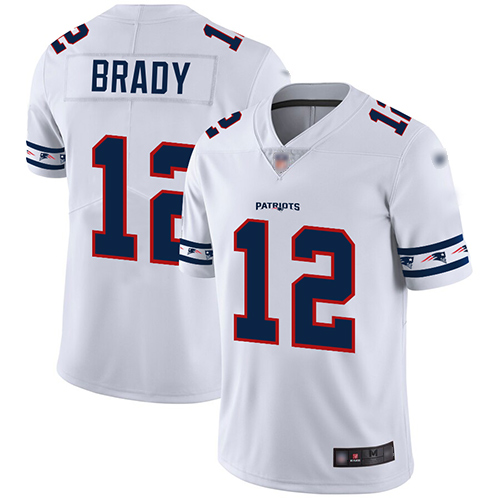Personalized Patriots #12 Tom Brady White Men’s Stitched Football Limited Team Logo Fashion Jersey