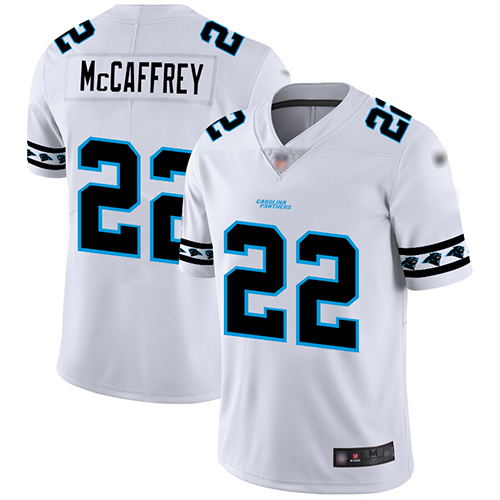 Personalized Panthers #22 Christian McCaffrey White Men’s Stitched Football Limited Team Logo Fashion Jersey