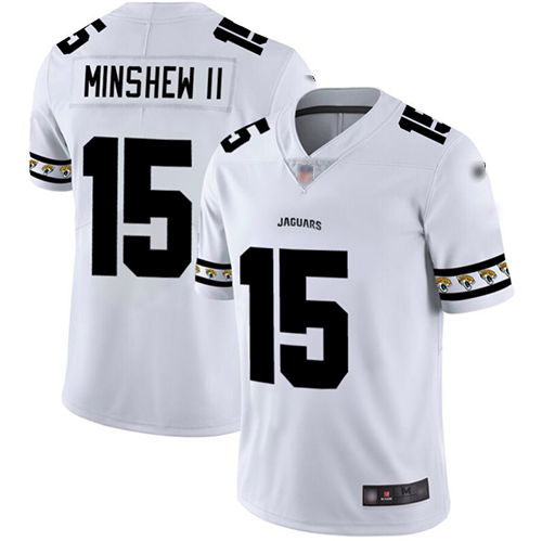 Personalized Jaguars #15 Gardner Minshew II White Men’s Stitched Football Limited Team Logo Fashion Jersey