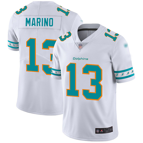 Personalized Dolphins #13 Dan Marino White Men’s Stitched Football Limited Team Logo Fashion Jersey