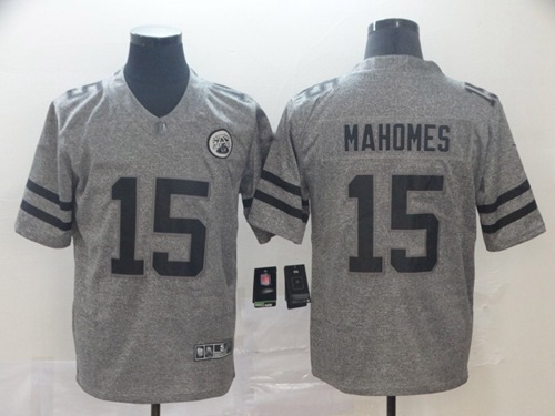 Personalized Chiefs #15 Patrick Mahomes Gray Men’s Stitched Football Limited Gridiron Gray Jersey