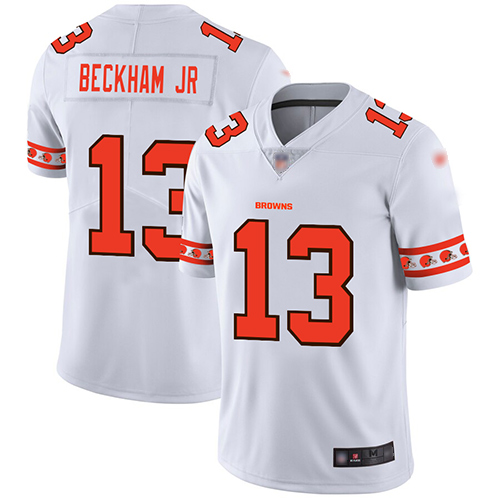 Personalized Browns #13 Odell Beckham Jr White Men’s Stitched Football Limited Team Logo Fashion Jersey