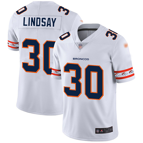 Personalized Broncos #30 Phillip Lindsay White Men’s Stitched Football Limited Team Logo Fashion Jersey