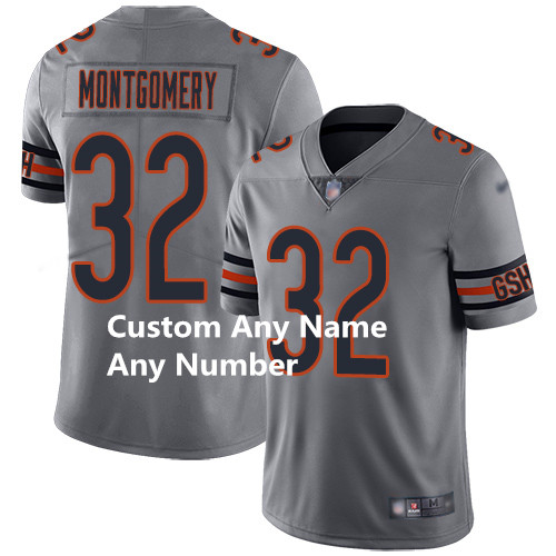 Personalized Custom Men’s Bears Silver Stitched Football Limited Inverted Legend Jersey