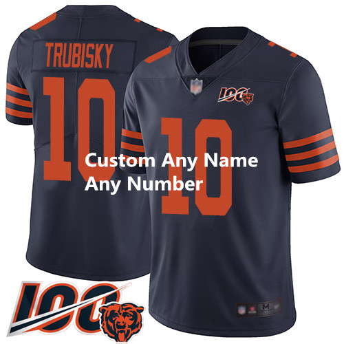 Personalized Custom Bears Navy Blue Alternate Men’s Stitched Football 100th Season Limited Jersey