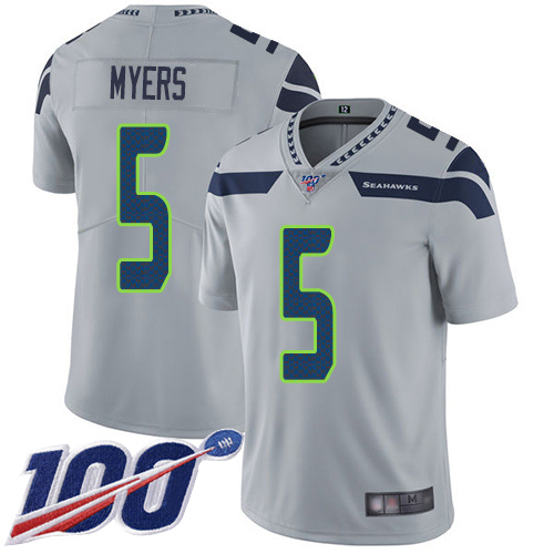 Personalized Men’s Seahawks #5 Jason Myers Gray Untouchable Limited 100th Season