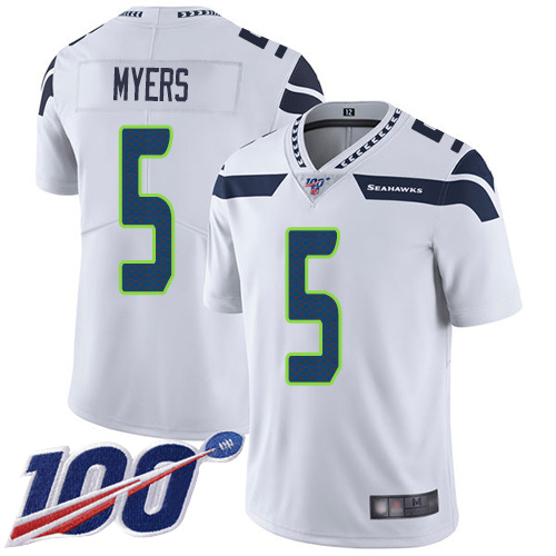 Personalized Men’s Seahawks #5 Jason Myers White Untouchable Limited 100th Season