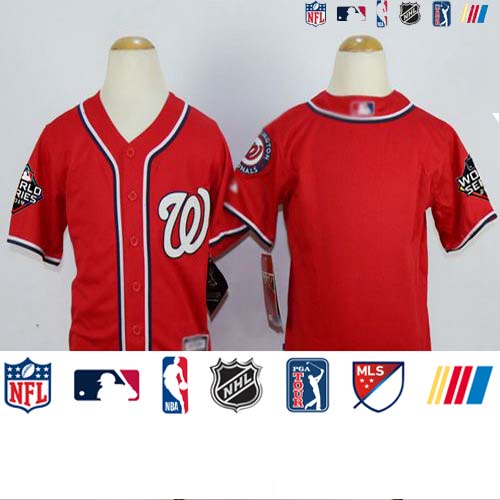 Personalized Nationals Blank Red Cool Base 2019 World Series Champions Stitched Youth Baseball Jersey