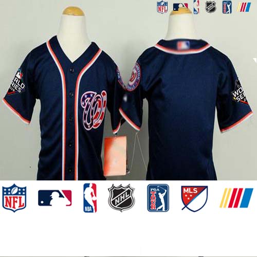 Personalized Nationals Blank Blue Cool Base 2019 World Series Champions Stitched Youth Baseball Jersey