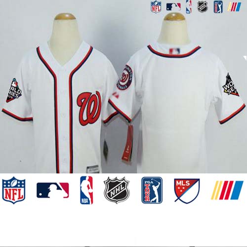 Personalized Nationals Blank White Cool Base 2019 World Series Champions Stitched Youth Baseball Jersey