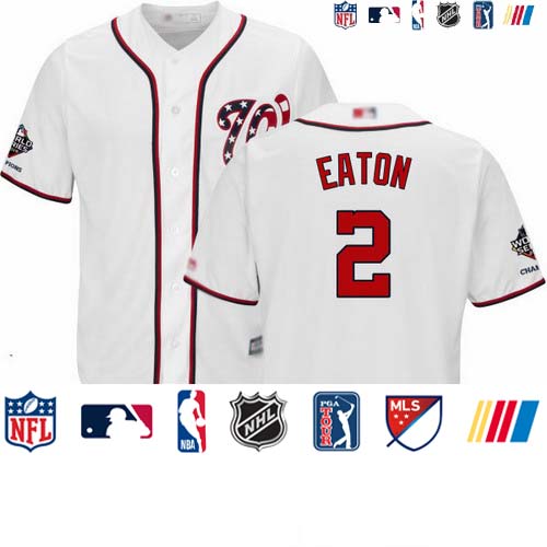Personalized Nationals #2 Adam Eaton White Cool Base 2019 World Series Champions Stitched Youth Baseball Jersey