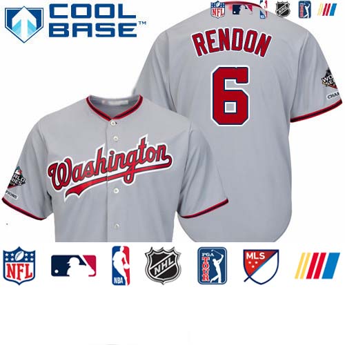 Personalized Nationals #6 Anthony Rendon Grey Cool Base 2019 World Series Champions Stitched Youth Baseball Jersey