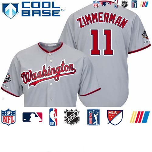 Personalized Nationals #11 Ryan Zimmerman Grey Cool Base 2019 World Series Champions Stitched Youth Baseball Jersey