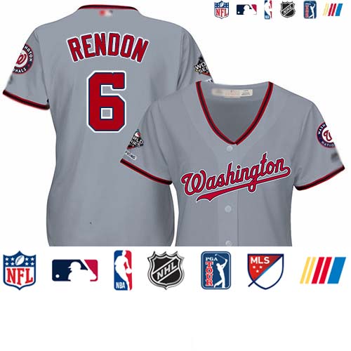 Personalized Nationals #6 Anthony Rendon Grey Road 2019 World Series Champions Women’s Stitched Baseball Jersey