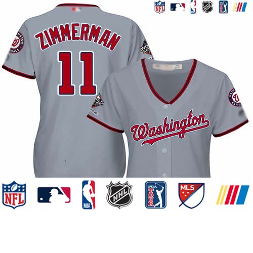 Personalized Nationals #11 Ryan Zimmerman Grey Road 2019 World Series Champions Women’s Stitched Baseball Jersey