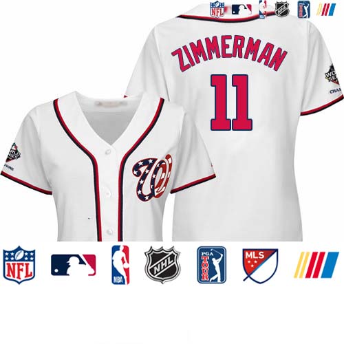 Personalized Nationals #11 Ryan Zimmerman White Home 2019 World Series Champions Women’s Stitched Baseball Jersey