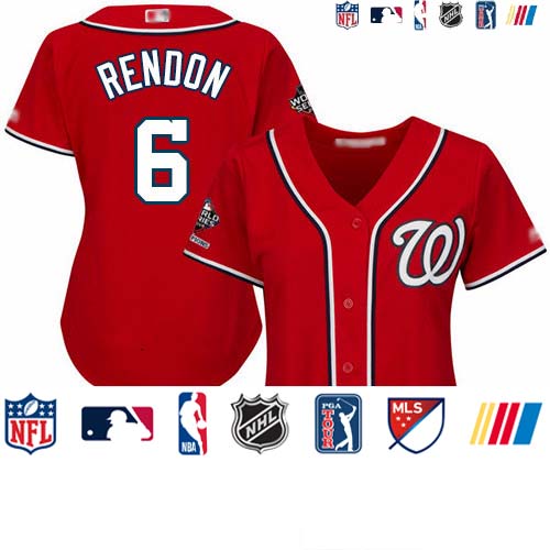Personalized Nationals #6 Anthony Rendon Red Alternate 2019 World Series Champions Women’s Stitched Baseball Jersey