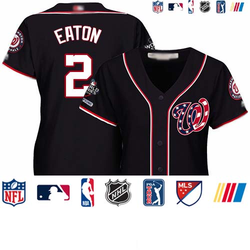 Personalized Nationals #2 Adam Eaton Navy Blue Alternate 2019 World Series Champions Women’s Stitched Baseball Jersey
