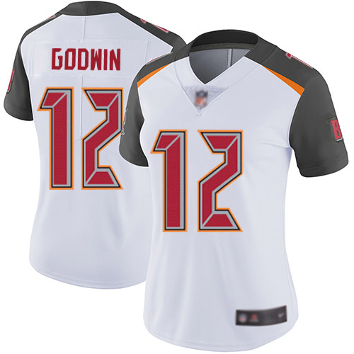 Personalized Buccaneers #12 Chris Godwin White Women’s Stitched Football Untouchable Limited Jersey