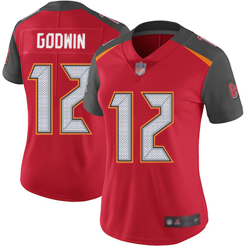 Personalized Buccaneers #12 Chris Godwin Red Team Color Women’s Stitched Football Untouchable Limited Jersey