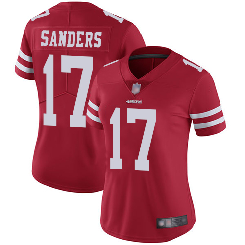 Personalized 49ers #17 Emmanuel Sanders Red Team Color Women’s Stitched Football Untouchable Limited Jersey