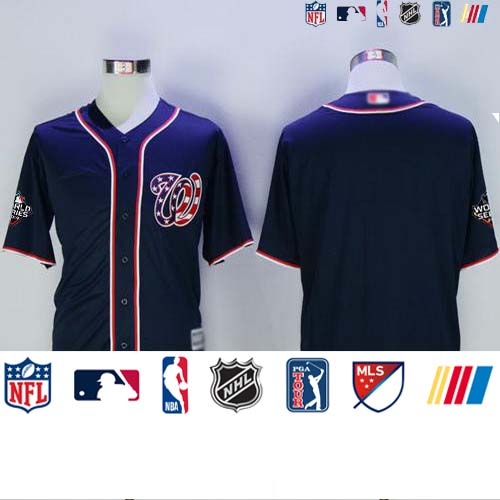Personalized Nationals Blank Navy Blue New Cool Base 2019 World Series Champions Stitched Baseball Jersey