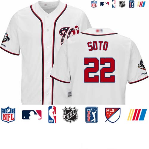 Personalized Nationals #22 Juan Soto White New Cool Base 2019 World Series Champions Stitched Baseball Jersey
