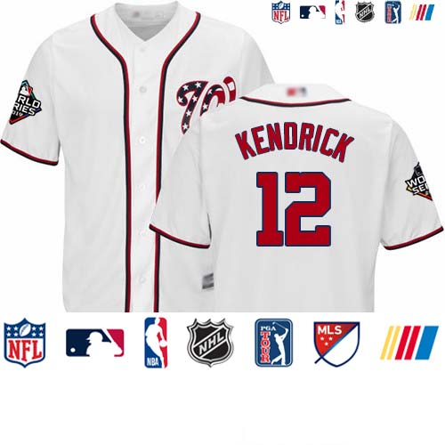 Personalized Nationals #12 Howie Kendrick White Cool Base 2019 World Series Champions Stitched Baseball Jersey