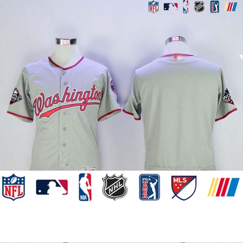 Personalized Nationals Blank Grey Flexbase Authentic Collection 2019 World Series Champions Stitched Baseball Jersey