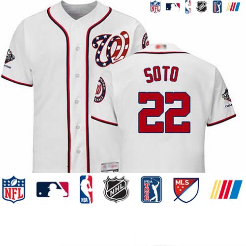 Personalized Nationals #22 Juan Soto White Flexbase Authentic Collection 2019 World Series Champions Stitched Baseball Jersey