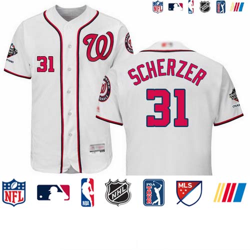 Personalized Nationals #31 Max Scherzer White Flexbase Authentic Collection 2019 World Series Champions Stitched Baseball Jersey