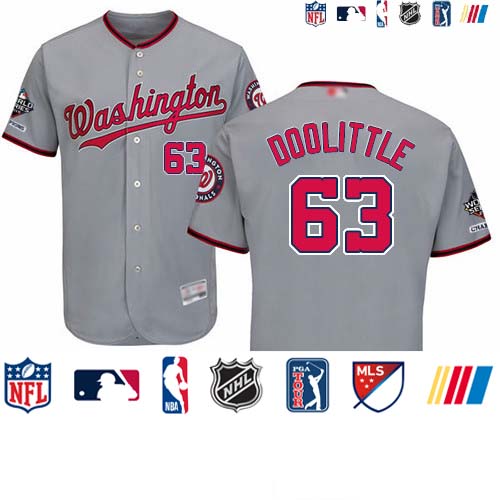 Personalized Nationals #63 Sean Doolittle Grey Flexbase Authentic Collection 2019 World Series Champions Stitched Baseball Jersey