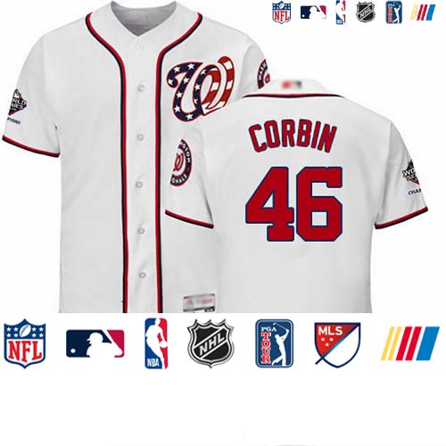 Personalized Nationals #46 Patrick Corbin White Flexbase Authentic Collection 2019 World Series Champions Stitched Baseball Jersey