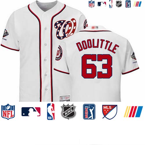 Personalized Nationals #63 Sean Doolittle White Flexbase Authentic Collection 2019 World Series Champions Stitched Baseball Jersey